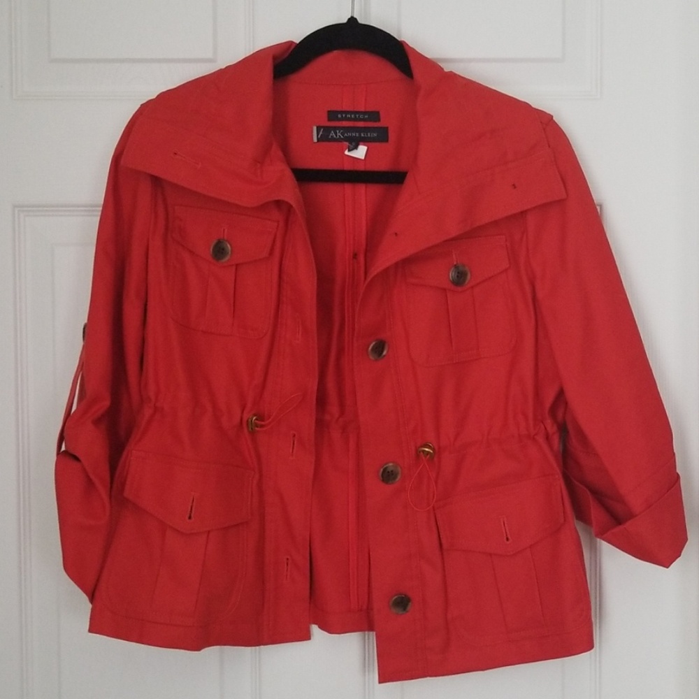 Anne Klein red springtime utility jacket